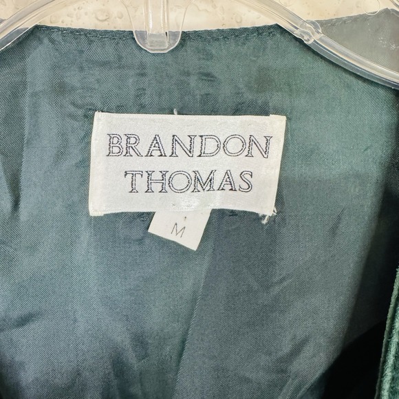Vintage Brandon Thomas Mens Green Leather Vest M Elastic Back Snap Western - Picture 5 of 9